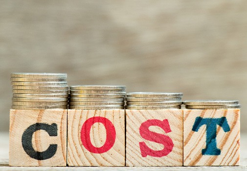 Cost written on wooden blocks