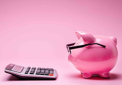 Piggy bank and calculator