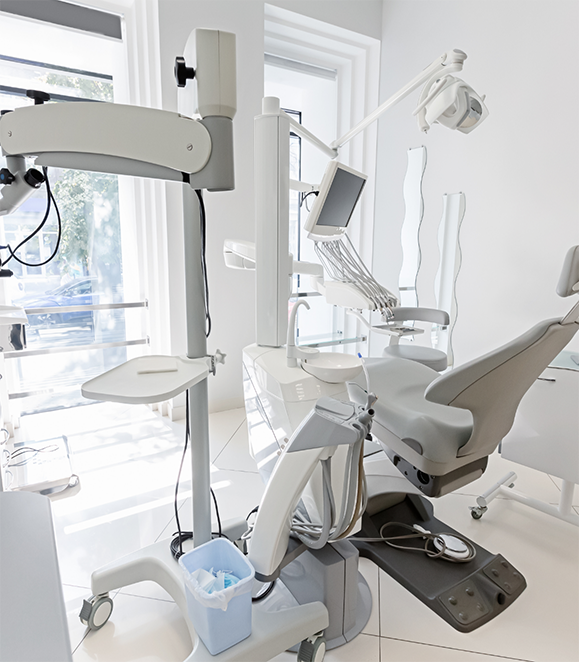 Dental exam chair in a Medford oral surgery office