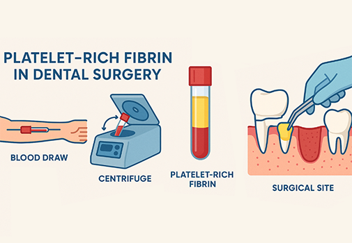 Diagram of the steps of the platelet rich fibrin process