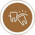 Icon of an impacted tooth pressing against the adjacent tooth