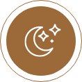 Icon of a crescent moon and stars